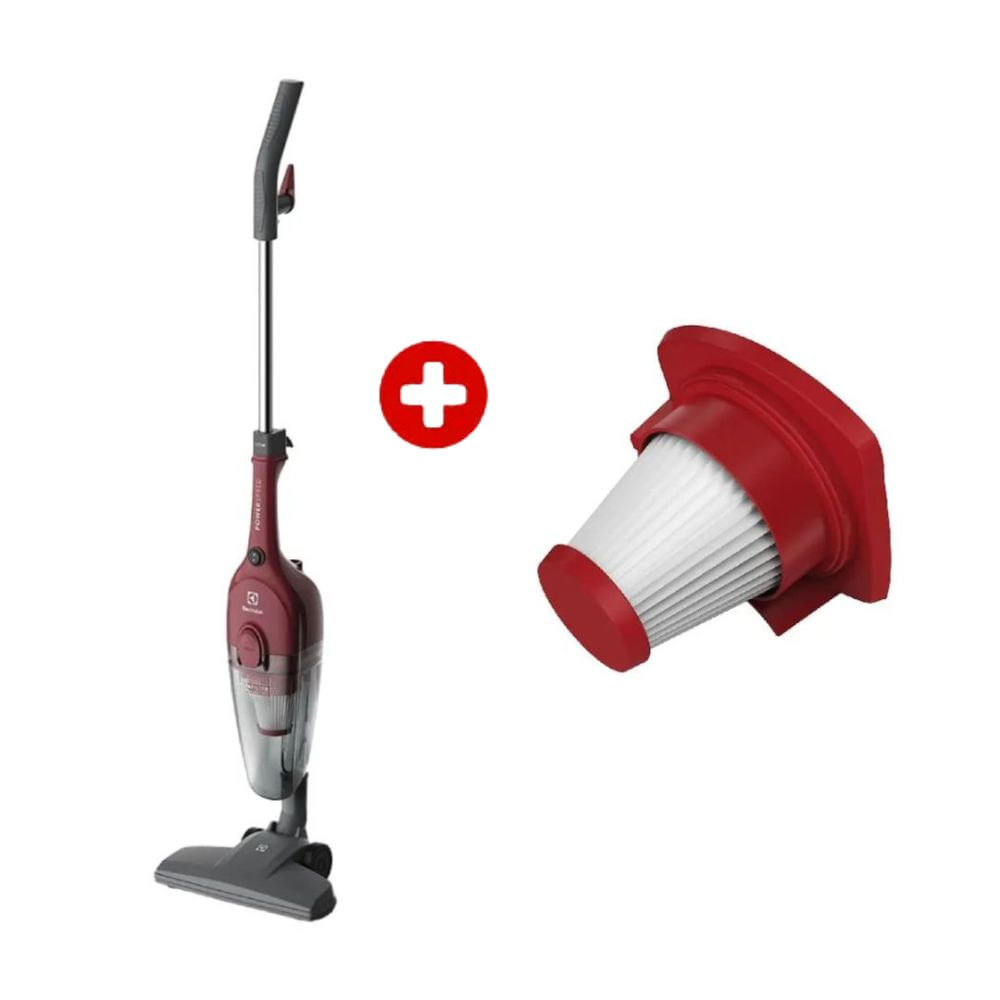 Aspiradora vertical Electrolux STK13 1100W + Kit Filtros HEPA FES16, 2 en 1, rojo